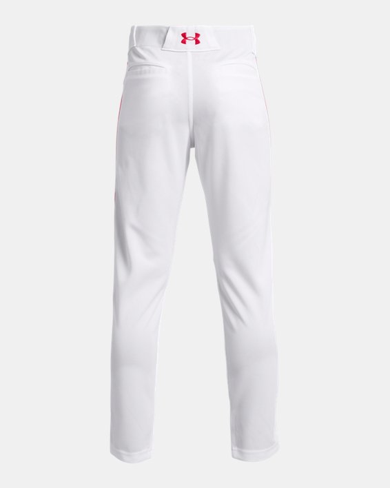 Boys' UA Utility Piped Baseball Pants, White, pdpMainDesktop image number 1
